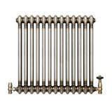 Radiatore Tradizionale a 2 Colonne con Valvole - 600 x 605 mm - Metallo Grezzo