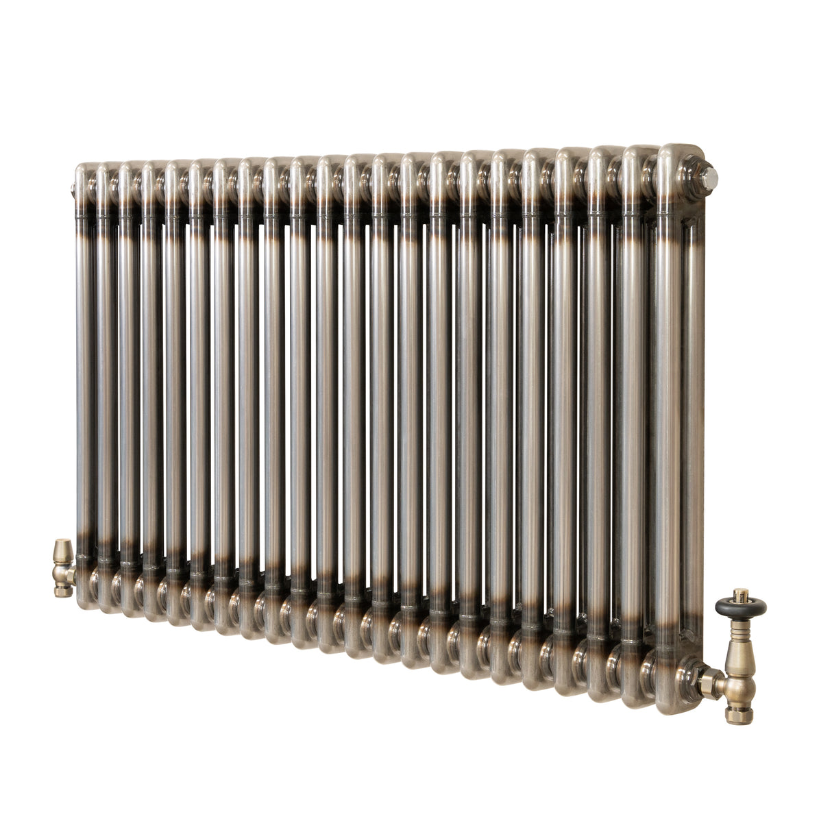 Radiatore Tradizionale a 2 Colonne con Valvole - 600 x 1010 mm - Metallo Grezzo