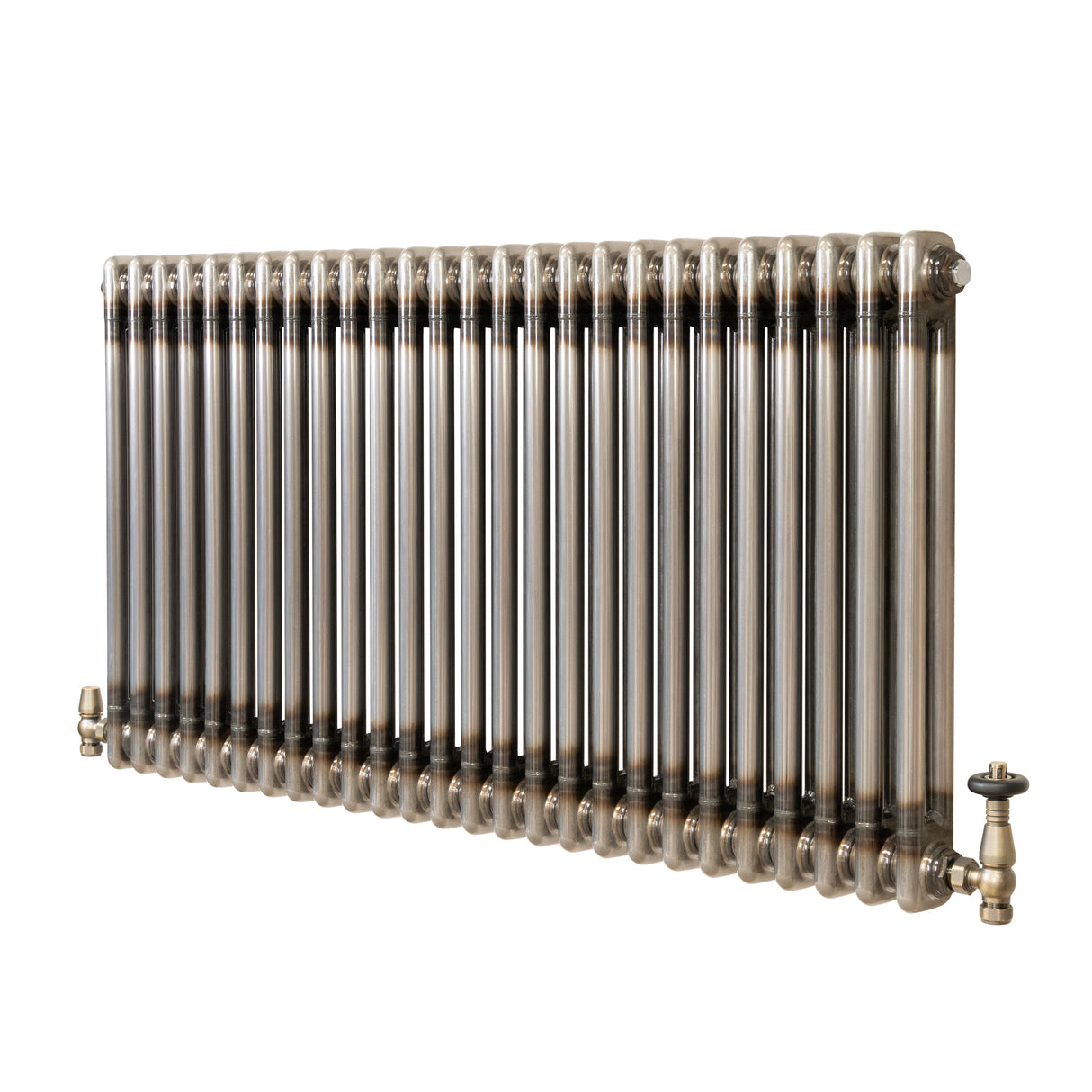 Radiatore Tradizionale a 2 Colonne con Valvole - 600 x 1190 mm - Metallo Grezzo