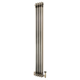 Radiatore Tradizionale a 2 Colonne con Valvole - 1500 x 200 mm - Metallo Grezzo