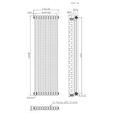 Radiatore Tradizionale a 2 Colonne con Valvole - 1500 x 470 mm - Metallo Grezzo