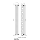 Radiatore Tradizionale a 2 Colonne con Valvole - 1800 x 200 mm - Metallo Grezzo