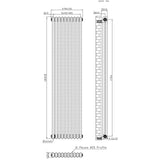 Radiatore Tradizionale a 2 Colonne con Valvole - 1800 x 470 mm - Metallo Grezzo