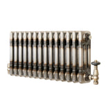 Radiatore Tradizionale a 3 Colonne con Valvole - 300 x 650 mm - Metallo Grezzo