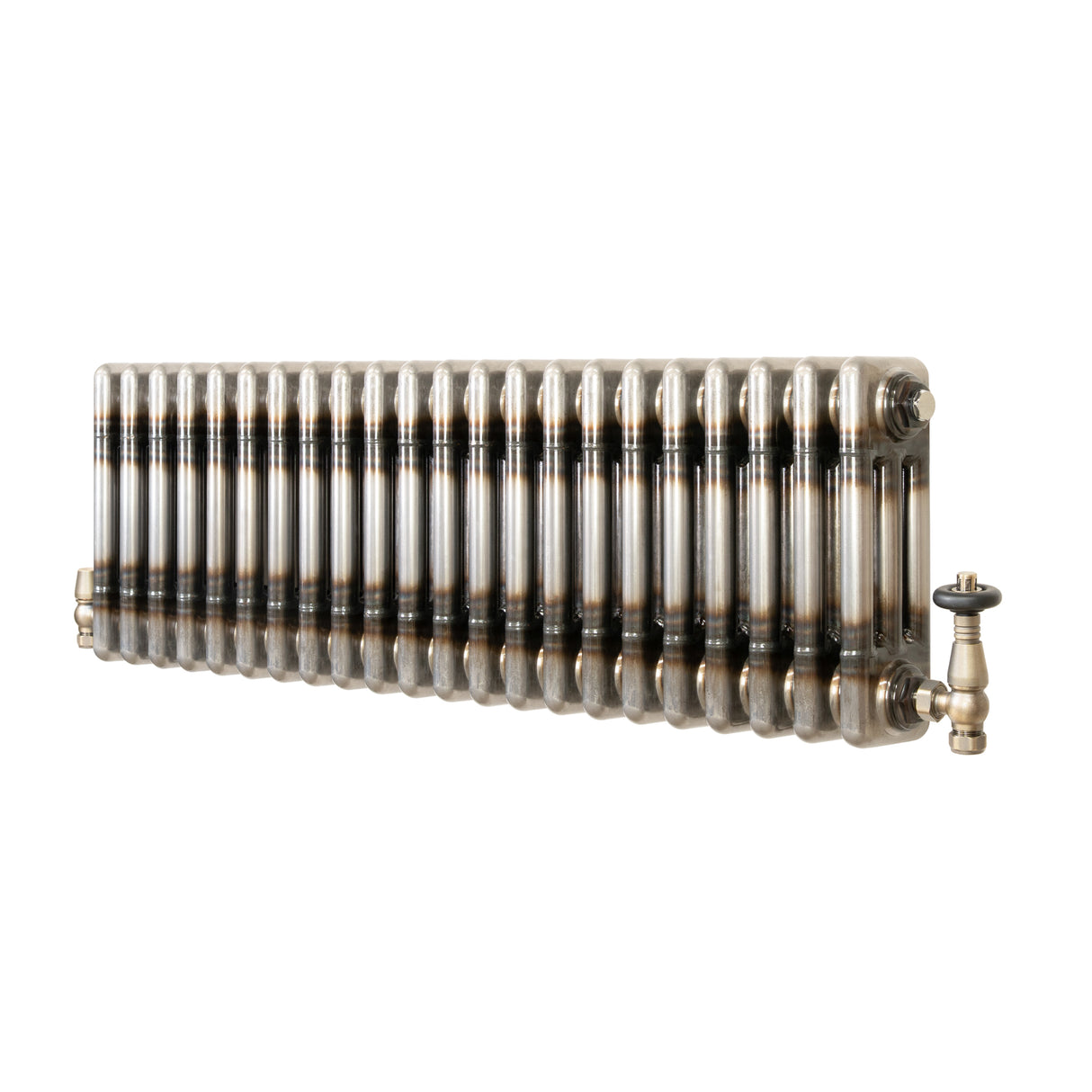 Radiatore Tradizionale a 3 Colonne con Valvole - 300 x 1010 mm - Metallo Grezzo