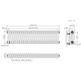 Radiatore Tradizionale a 3 Colonne con Valvole - 300 x 1190 mm - Metallo Grezzo
