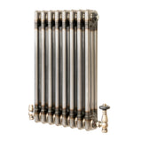 Radiatore Tradizionale a 3 Colonne con Valvole - 600 x 425 mm - Metallo Grezzo