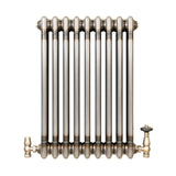 Radiatore Tradizionale a 3 Colonne con Valvole - 600 x 425 mm - Metallo Grezzo