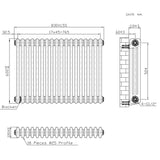 Radiatore Tradizionale a 3 Colonne con Valvole - 600 x 830 mm - Metallo Grezzo
