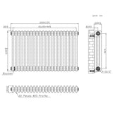 Radiatore Tradizionale a 3 Colonne con Valvole - 600 x 1010 mm - Metallo Grezzo