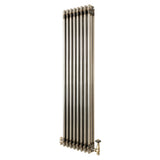Radiatore Tradizionale a 3 Colonne con Valvole - 1500 x 380 mm - Metallo Grezzo