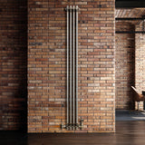 Radiatore Tradizionale a 3 Colonne con Valvole - 1800 x 200 mm - Metallo Grezzo