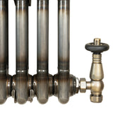Radiatore Tradizionale a 3 Colonne con Valvole - 1800 x 470 mm - Metallo Grezzo