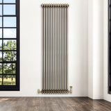 Radiatore Tradizionale a 3 Colonne con Valvole - 1800 x 560 mm - Metallo Grezzo