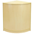 Bancone angolare per negozi al dettaglio in legno d'acero chiaro, con finitura liscia e design curvo elegante, ideale per esposizioni