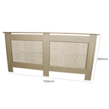 Copritermosifone in MDF personalizzabile, colore beige, con design a rete, misure 1720mm x 820mm, elegante e funzionale