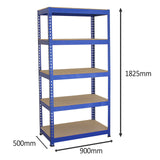 Scaffale da Garage ad Incastro Q-Rax - Blu - 90cm x 50cm - 5 Pezzi