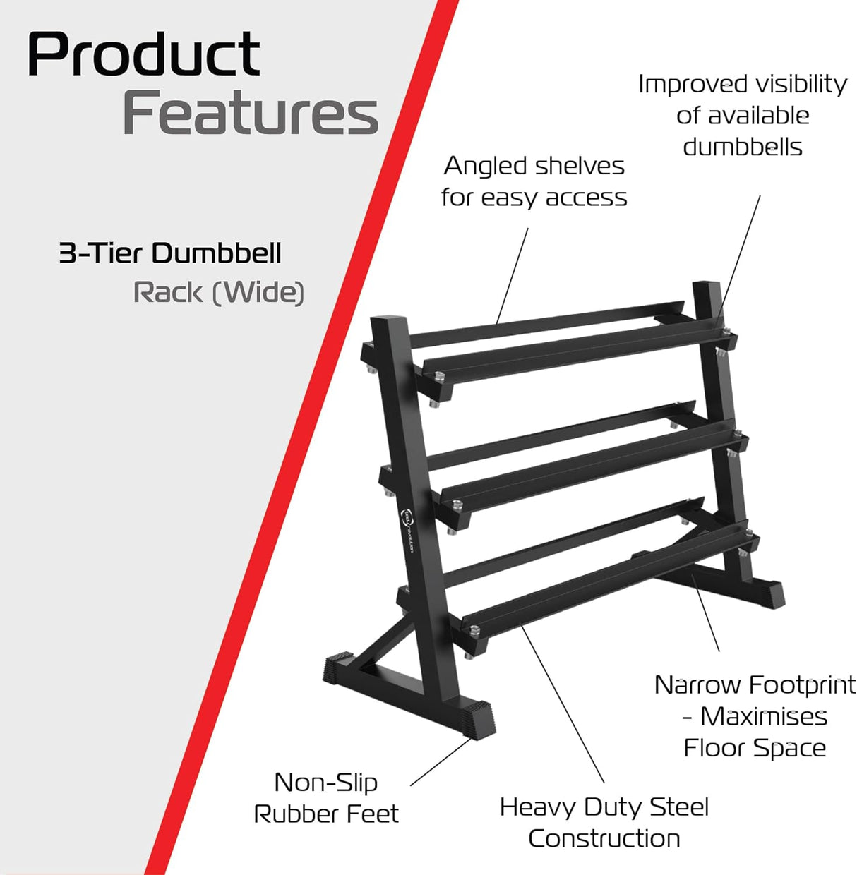 Supporto Manubri 3 Ripiani Largo Body Revolution