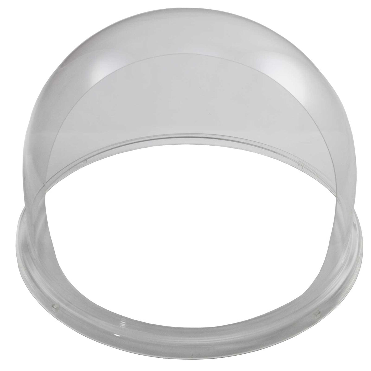 Cupola trasparente in plastica, con forma semicircolare e bordo liscio, ideale per proteggere piante o alimenti da agenti esterni