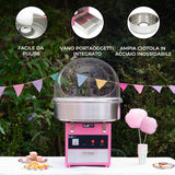 Macchina per zucchero filato KuKò, struttura rosa, ciotola in acciaio inossidabile, design elegante e facile da pulire, ideale per feste