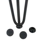 Set di 4 piedini protettivi neri per gambe hairpin da 10 mm, in plastica resistente, con superficie liscia e design elegante