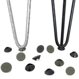 Set di 4 piedini protettivi grigi per gambe hairpin da 12 mm, con texture liscia e design rotondo, adatti per proteggere pavimenti