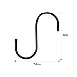 Ganci sospesi in acciaio a forma di S - Nero x 8