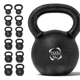 Kettlebell in ghisa nera da 12 kg con manico ergonomico, superficie ruvida per una presa sicura, ideale per allenamenti intensi