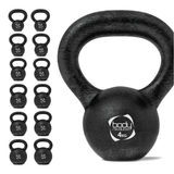 Kettlebell in ghisa nera da 4 kg, con manico ergonomico e superficie opaca, ideale per allenamenti di forza e resistenza