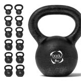 Kettlebell in ghisa nera da 8 kg con manico ergonomico, superficie ruvida per una presa sicura, ideale per allenamenti fitness