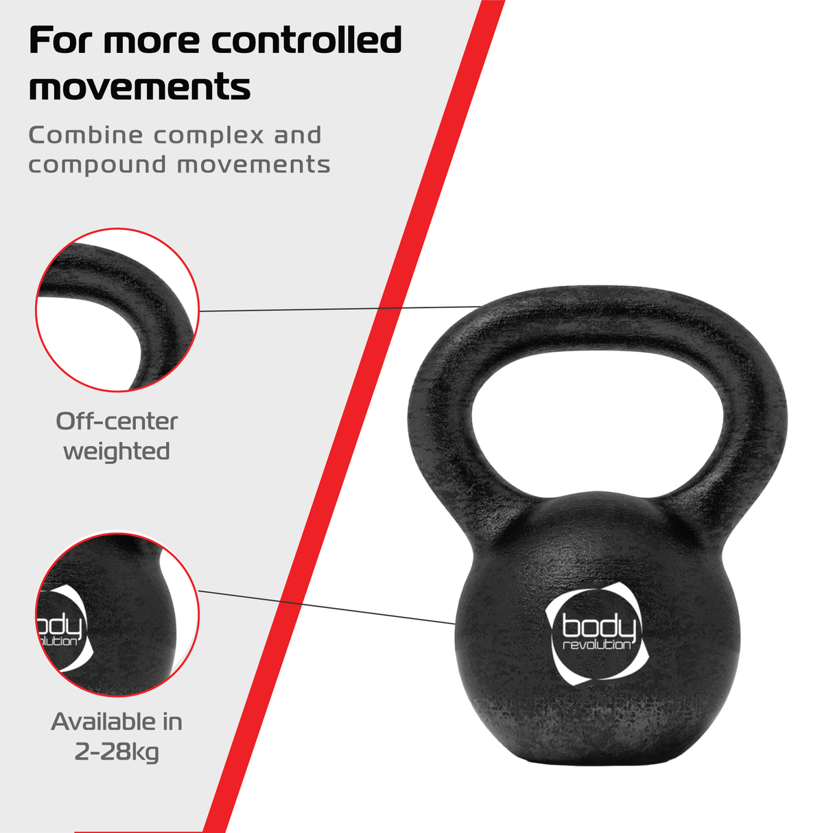 Kettlebell in ghisa da 24 kg, con finitura nera opaca e manico ergonomico, ideale per allenamenti di forza e resistenza
