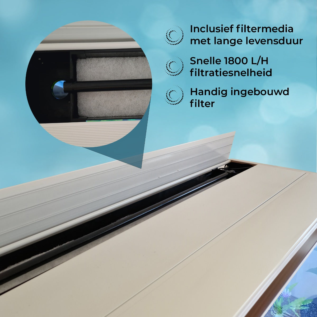 Acquario 300 Litri con Mobile Bianco e Kit con Ghiaia Blu