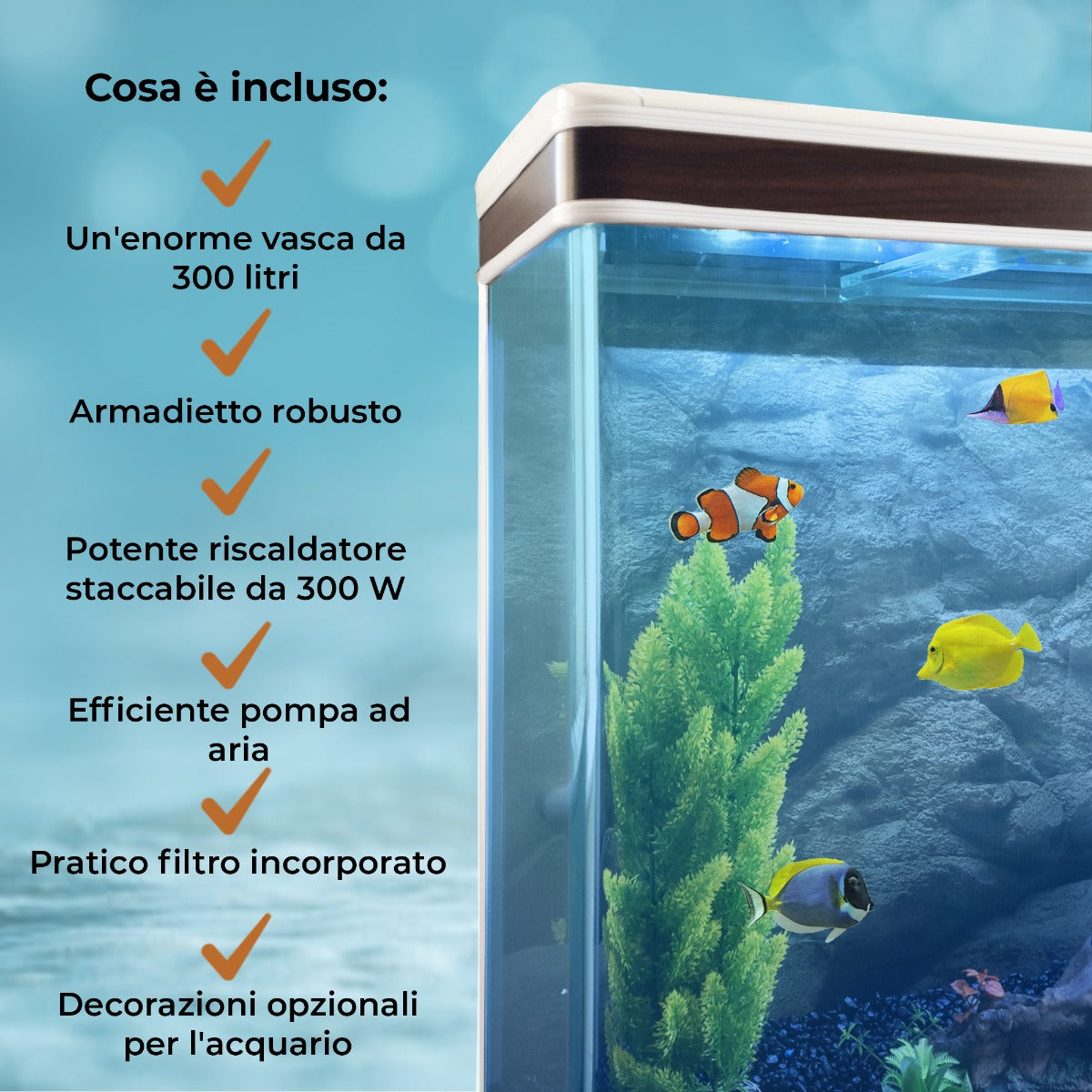 Acquario 300 Litri con Mobile Bianco