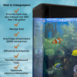 Acquario 300 Litri con Mobile Nero e Kit con Ghiaia Nera