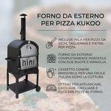 Forno Multifunzione KuKoo per Pizza, Carne e Pesce in Acciaio Con Pala per Pizza e Cutter