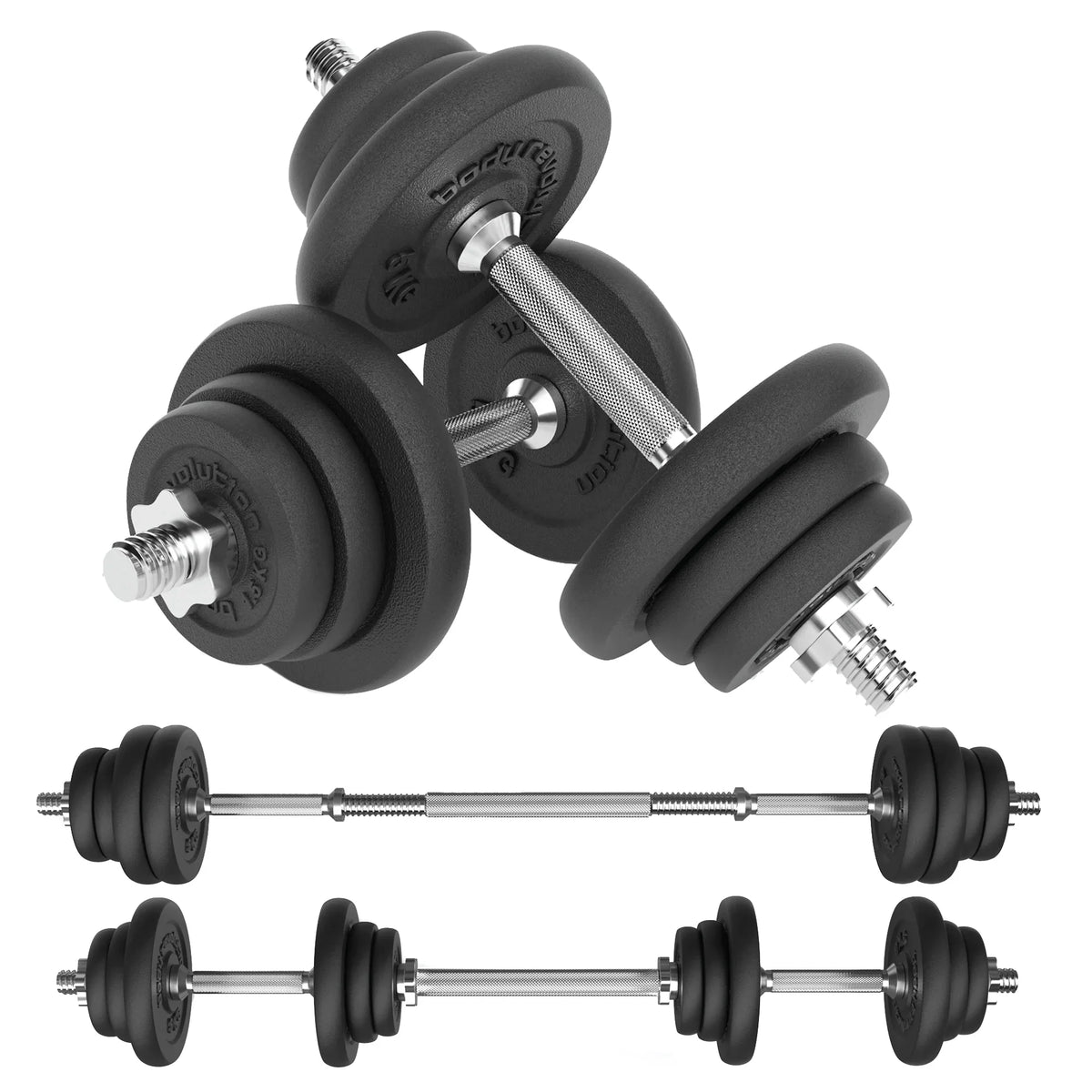 Set Manubri Regolabili 2 in 1 Body Revolution con Bilanciere - 50kg