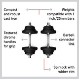 Set Manubri Regolabili 2 in 1 Body Revolution con Bilanciere - 50kg
