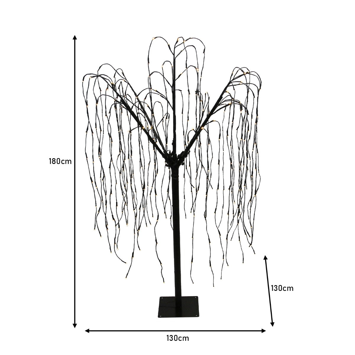 Salice Piangente Luminoso a LED - 180cm - Nero - Luci Calde