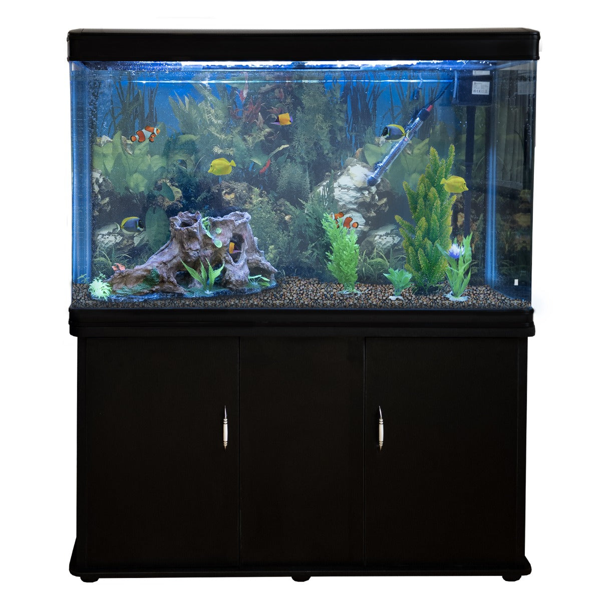 Acquario 300 Litri con Mobile Nero e Kit con Ghiaia Naturale