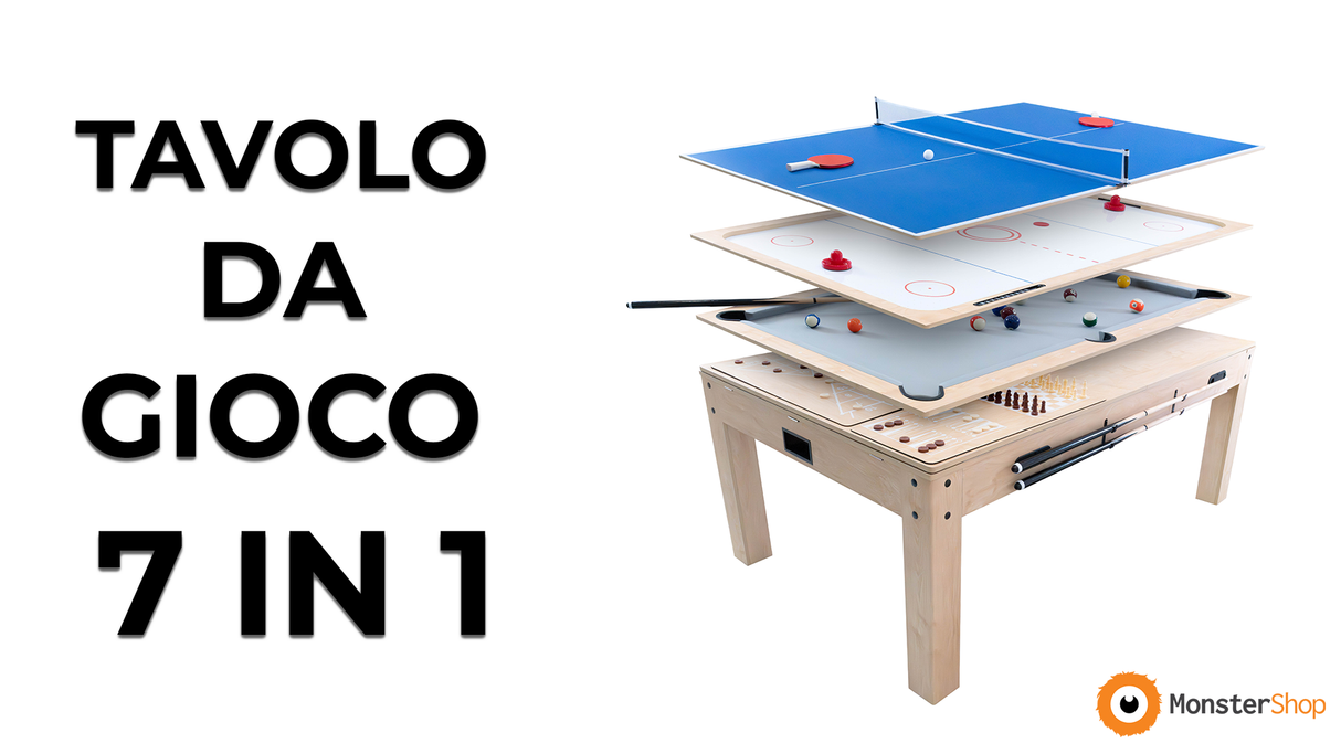 Tavolo Multigioco 7-in-1 – 213 cm (7 ft) Effetto Legno Grigio
