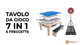 Tavolo Giochi 7-in-1 Grigio con Set Freccette e Luce LED