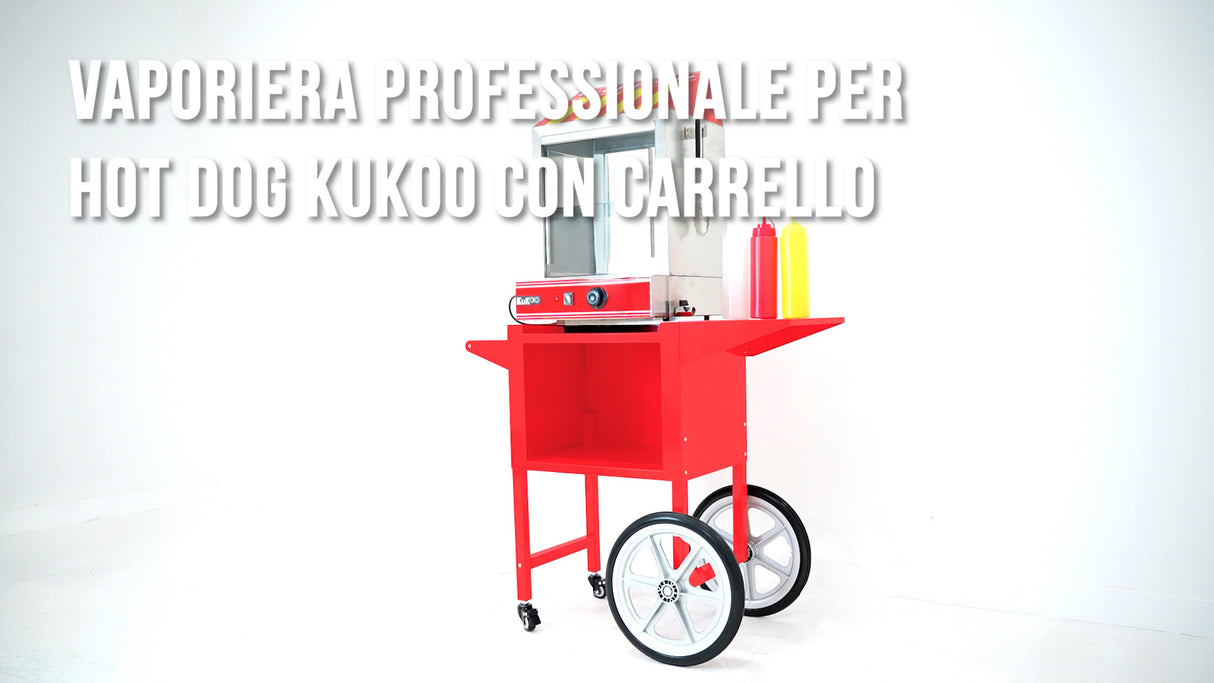 KuKoo Macchina a Vapore per Hot Dog in Acciaio Inox con Carrello