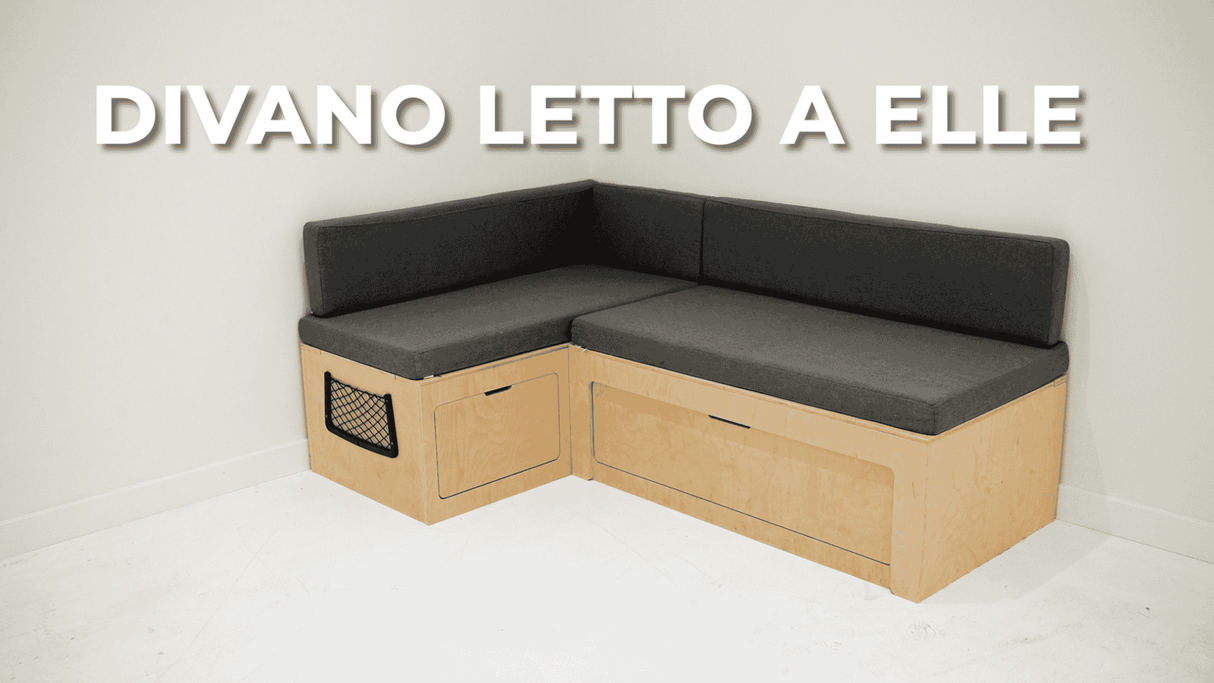 Letto per camper a forma di L