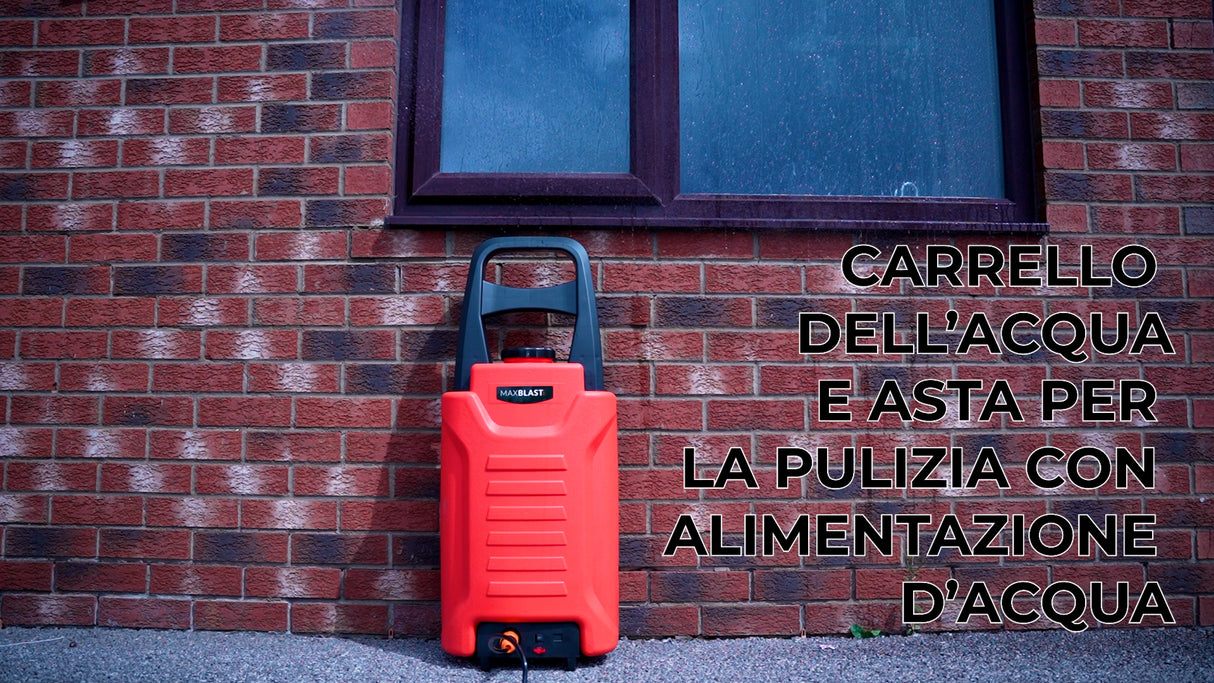 Lavavetri Carrello Per Trasporto Acqua 30 litri & Asta Telescopica 9,1 metri