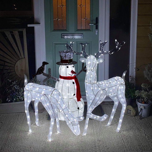 Renne di Natale & Pupazzo di Neve Luminoso da Giardino