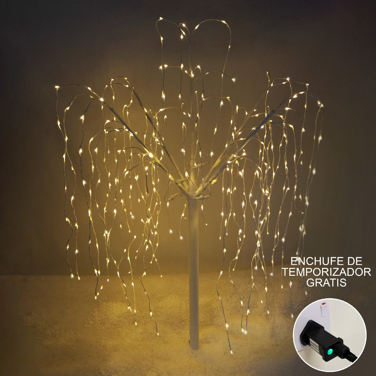 Salice Piangente Luminoso a LED - 180cm - Bianco - Luci Calde