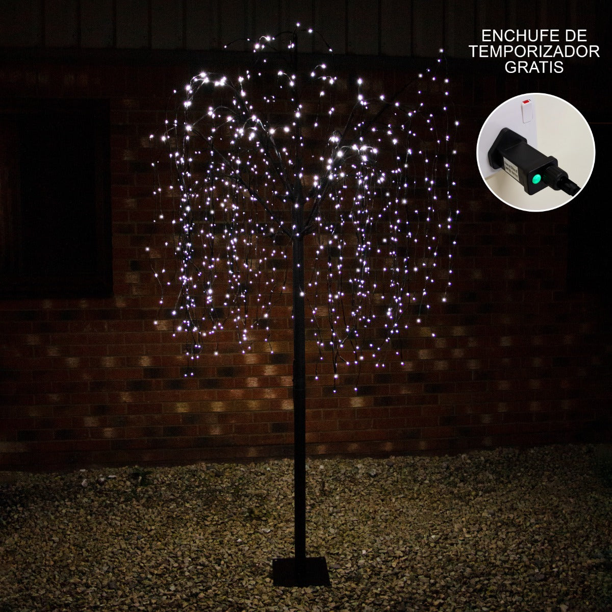 Salice Piangente Luminoso a LED - 240cm - Nero - Luci Fredde