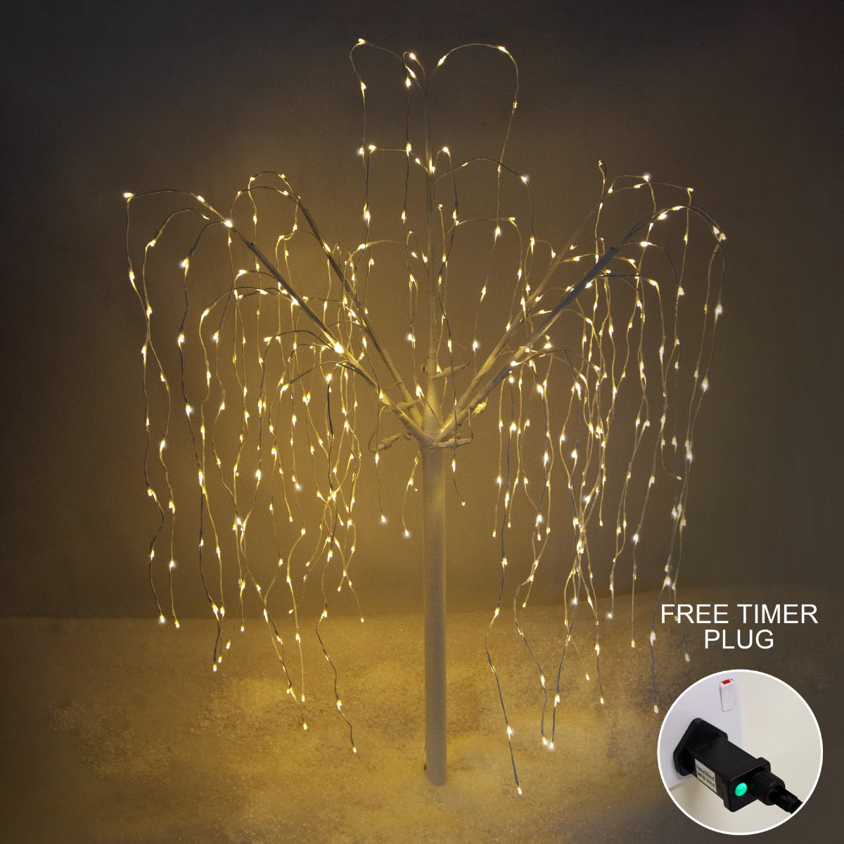 Salice Piangente Luminoso a LED - 180cm - Bianco - Luci Calde