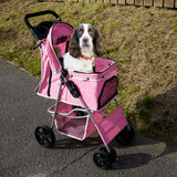 Passeggino per Animali Domestici con Parapioggia – Rosa