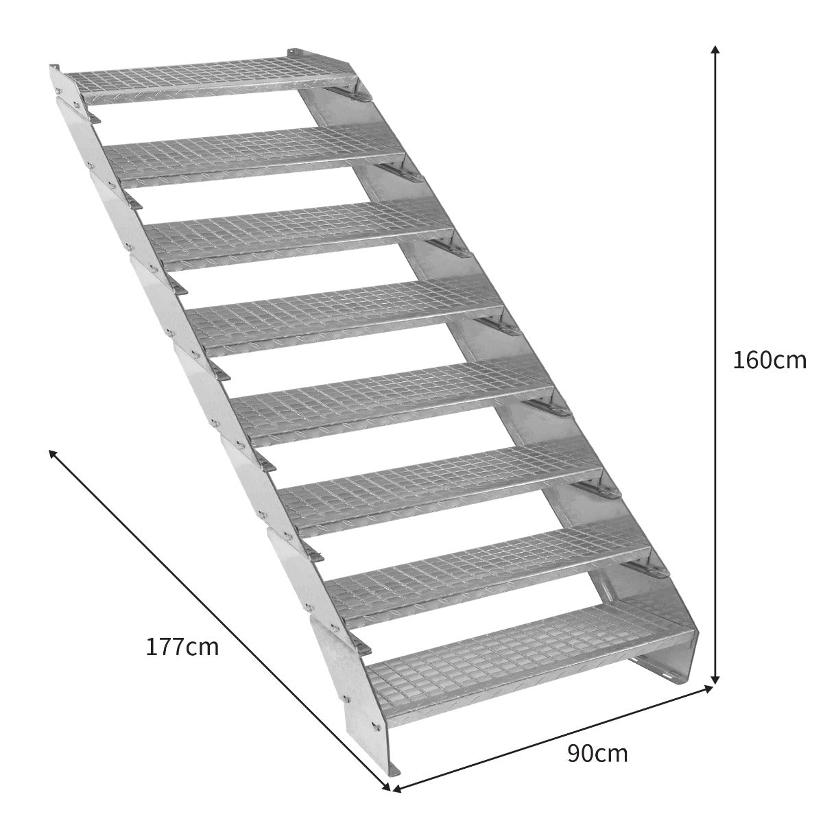 Scala zincata regolabile a 8 elementi - larghezza 900 mm